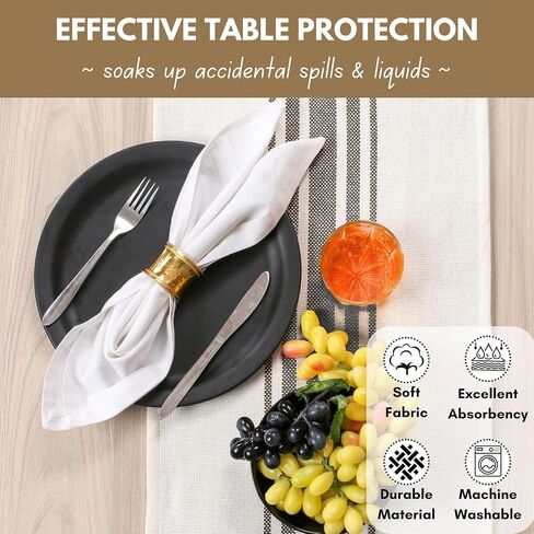 Native Fab Red Striped Table Runner - 90 Inches Long Farmhouse Table Covers with Tassels - 100% Cotton, Tight Weave, Non-Slip Tablerunner for Dining, Kitchen, Dresser, Events - Red White (14"x90") in Saudi Arabia