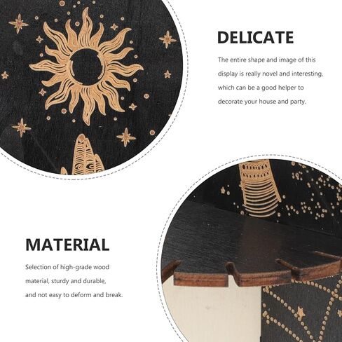 2PCS Small Crystal Shelf Black Crystal Display Shelf Butterfly Hand Sun Pattern Pendulum Board Witch Stuff Wooden Kit Crystal Hanging Rustic Crystal Holder Stand in Saudi Arabia