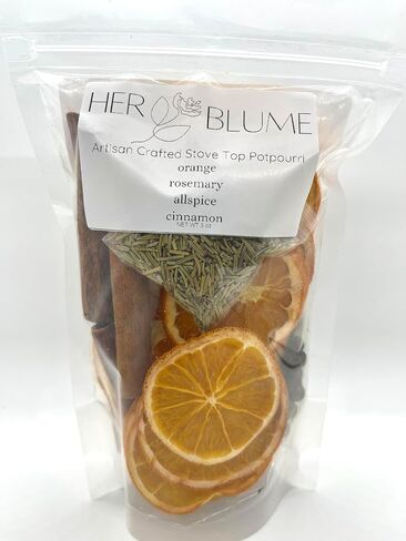 HerBlume 3oz Stovetop Potpourri، طقم وعاء سيمر، رائحة غير سامة، هدية مكتب، مكونات طبيعية، سلة هدايا، رائحة طبيعية، تفاح، لافندر، فانيليا، بهارات، قرفة، وعاء زجاجي للموقد in Kuwait