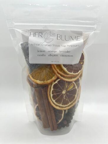 HerBlume 3oz Stovetop Potpourri، طقم وعاء سيمر، رائحة غير سامة، هدية مكتب، مكونات طبيعية، سلة هدايا، رائحة طبيعية، تفاح، لافندر، فانيليا، بهارات، قرفة، وعاء زجاجي للموقد in Kuwait