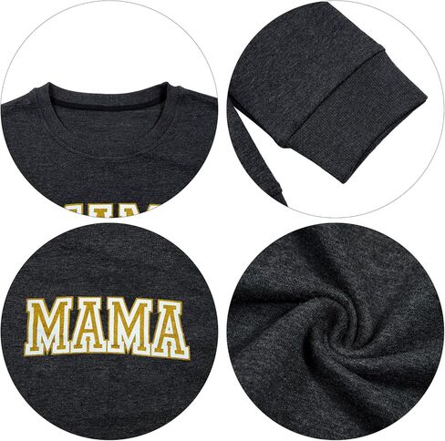 UNIQUEONE Mama سويت شيرت نسائي ماما: سويت شيرت ماما مزين بالترتر قمصان مطبوعة عليها حروف ماما - هدايا الأم بلوفر علوي in Kuwait