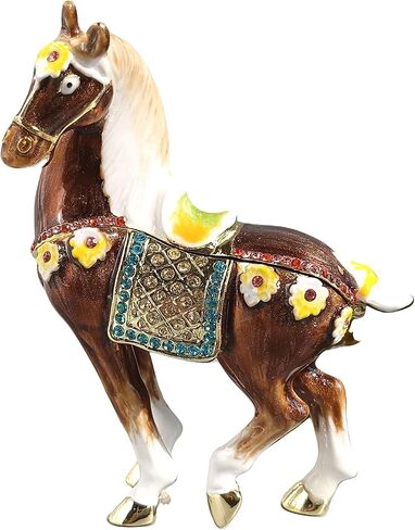 زخرفة منضدية الحصان مع أحجار الراين على الطراز العتيق ديكور تمثال الحصان صندوق مجوهرات رائع لعيد الميلاد عيد الميلاد لون الجمل in Kuwait