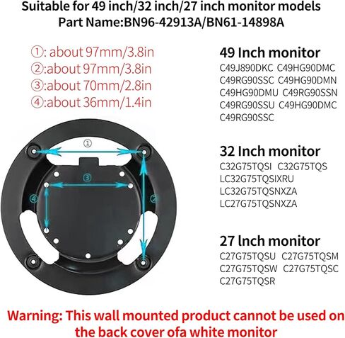دعامة محول VESA للتثبيت على الحائط، متوافقة مع Samsung Odyssey G9 49 بوصة C49G97TSSN C49G95T S49AG952NN LC49G97TSSNXDC LS49AG952NNXZA in Kuwait