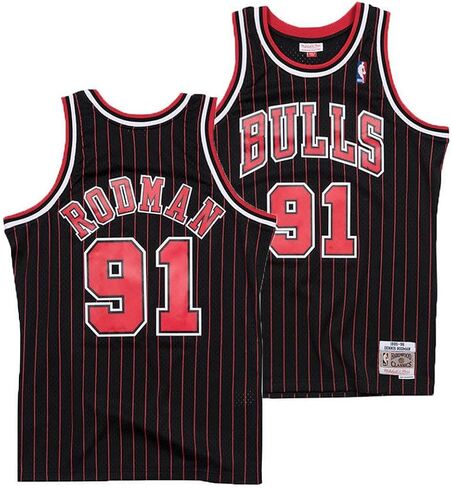 Outerstuff Dennis Rodman Chicago Bulls #91 Black Stripe Youth Throwback Soul Swingman Jersey in Saudi Arabia
