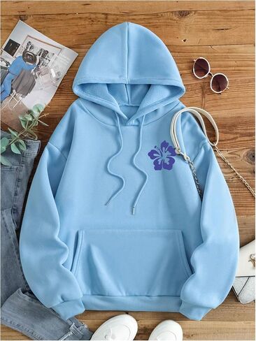 MakeMeChic Women's Letter Graphic Hoodies Pocket Thermal Lined Long Sleeve Pullover Sweatshirt in Saudi Arabia