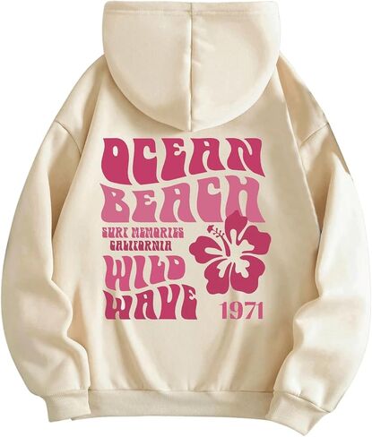 MakeMeChic Women's Letter Graphic Hoodies Pocket Thermal Lined Long Sleeve Pullover Sweatshirt in Saudi Arabia