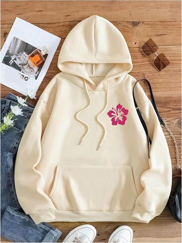 MakeMeChic Women's Letter Graphic Hoodies Pocket Thermal Lined Long Sleeve Pullover Sweatshirt in Saudi Arabia