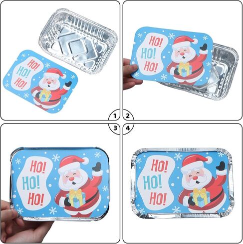 JOYIN 36 Pcs Christmas Cookie Tins with Lids for Gift Giving, Rectangle Treat Foil Exchange Containers, 7"x5"x2" Disposable Food Storage Pan for Holiday Leftovers Goodie Container in Saudi Arabia