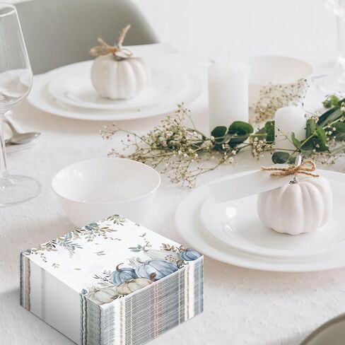 50Pcs Fall Pumpkin Napkins Pumpkin Eucalyptus Napkins Disposable Dinner Hand Napkins for Autumn Harvest Thanksgiving Dinner Party Supplies in Saudi Arabia