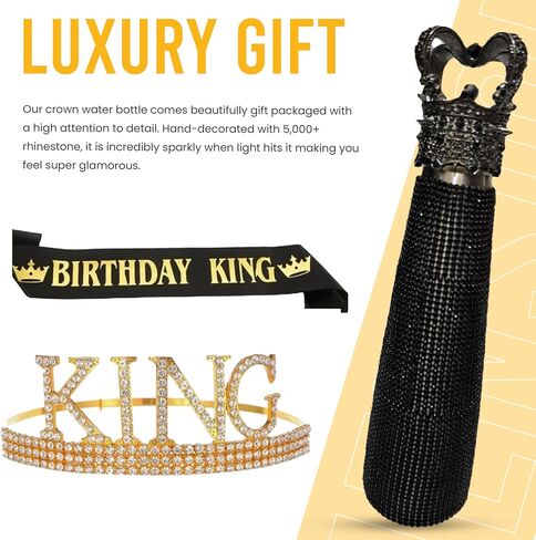 Birthday Sash & Tiara Set with Bling Water Bottle, Birthday Girl Crown, Birthday Sash for Women, insulated water bottle in Saudi Arabia