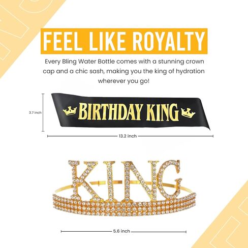 Birthday Sash & Tiara Set with Bling Water Bottle, Birthday Girl Crown, Birthday Sash for Women, insulated water bottle in Saudi Arabia