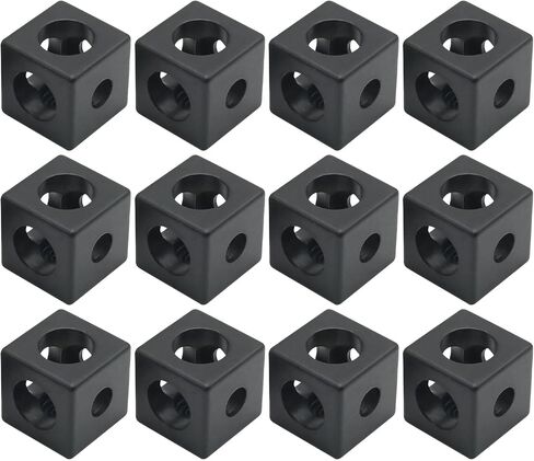 UOIENRT 12Pcs 3-Way Corner Cube with Screws and Nuts for 2020 Aluminum Extrusion Connector for T-Slot V-Slot Accessories 3D Printer Accessories (Black) in Saudi Arabia