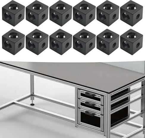 UOIENRT 12Pcs 3-Way Corner Cube with Screws and Nuts for 2020 Aluminum Extrusion Connector for T-Slot V-Slot Accessories 3D Printer Accessories (Black) in Saudi Arabia