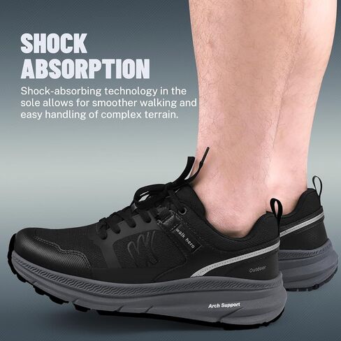 Mens Hiking Shoes for Plantar Fasciitis, Lightweight Waterproof Shoes with Non Slip Rubber Sole, Orthopedic Walking Shoes Sneakers with Arch Support for Foot & Heel Pain Relief in Saudi Arabia