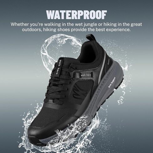 Mens Hiking Shoes for Plantar Fasciitis, Lightweight Waterproof Shoes with Non Slip Rubber Sole, Orthopedic Walking Shoes Sneakers with Arch Support for Foot & Heel Pain Relief in Saudi Arabia