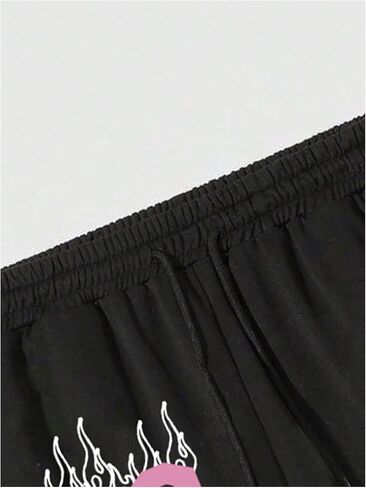 SHENHE Men's Graphic Flared Sweatpants Y2k Color Block Drawstring Track Pants Streetwear in Saudi Arabia