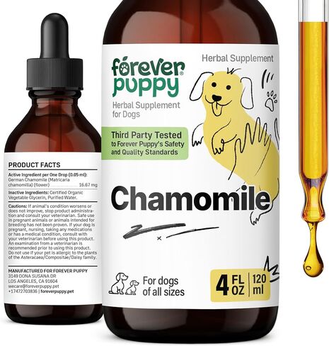 Chamomile Drops for Dogs - Gut & Digestive Health Supplements - Chamomile Flowers for Stomach Soothing - Dog Supplements & Vitamins for Gut Support & Gas Relief of All Breeds & Sizes - 2 fl oz in Saudi Arabia
