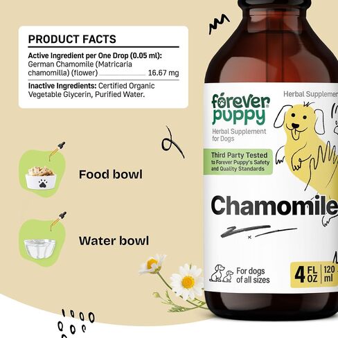 Chamomile Drops for Dogs - Gut & Digestive Health Supplements - Chamomile Flowers for Stomach Soothing - Dog Supplements & Vitamins for Gut Support & Gas Relief of All Breeds & Sizes - 2 fl oz in Saudi Arabia