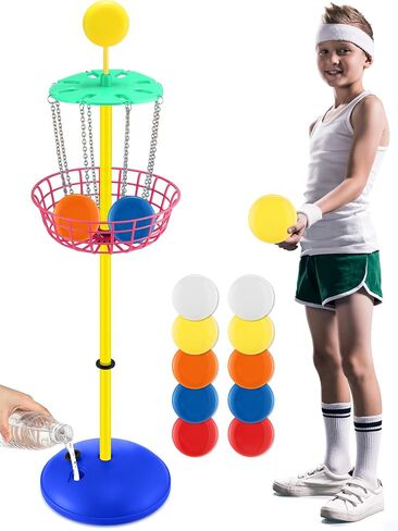 Meooeck 42 Inches Mini Disc Golf Baskets with 10 Flying Discs, Kids Disc Golf Set, Mini Disc Golf, Disc Golf Starter Set for Indoor Outdoor Yard and Beach Games in Saudi Arabia