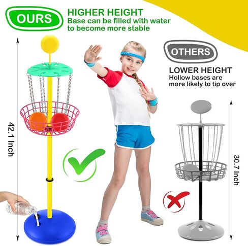 Meooeck 42 Inches Mini Disc Golf Baskets with 10 Flying Discs, Kids Disc Golf Set, Mini Disc Golf, Disc Golf Starter Set for Indoor Outdoor Yard and Beach Games in Saudi Arabia