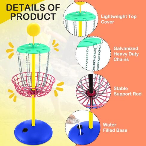 Meooeck 42 Inches Mini Disc Golf Baskets with 10 Flying Discs, Kids Disc Golf Set, Mini Disc Golf, Disc Golf Starter Set for Indoor Outdoor Yard and Beach Games in Saudi Arabia