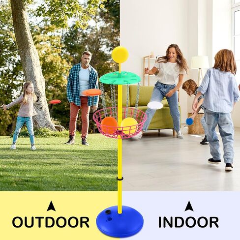 Meooeck 42 Inches Mini Disc Golf Baskets with 10 Flying Discs, Kids Disc Golf Set, Mini Disc Golf, Disc Golf Starter Set for Indoor Outdoor Yard and Beach Games in Saudi Arabia
