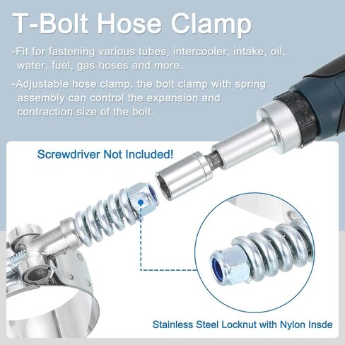 Uxcell T-Bolt خرطوم المشابك 2 قطعة نطاق العمل 100-108 مللي متر 201 الفولاذ المقاوم للصدأ الترباس كمية المبرد المشابك ل المبرد المشبك أنبوب in Saudi Arabia