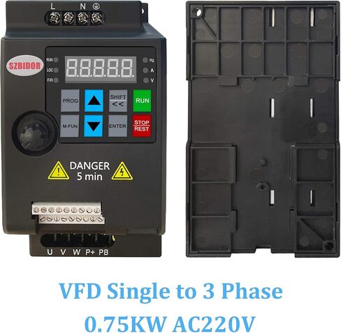 محرك تردد متغير، تيار متردد 220 فولت/0.75 كيلو وات 1 حصان 4 أمبير CNC VFD مرحلة واحدة إلى 3 مراحل للتحكم في سرعة محرك المغزل (مدخل مرحلة واحدة، مخرج 3 مراحل) أسود in Saudi Arabia