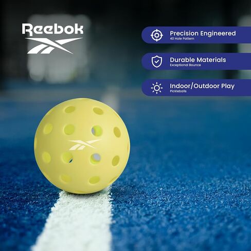 Reebok - Pickleball Set for 2 Players, Carbon Fiber Paddles, Precision Engineered Pickleball Balls with 40 Holes Pattern, Ideal for Sports Enthusiasts in Saudi Arabia