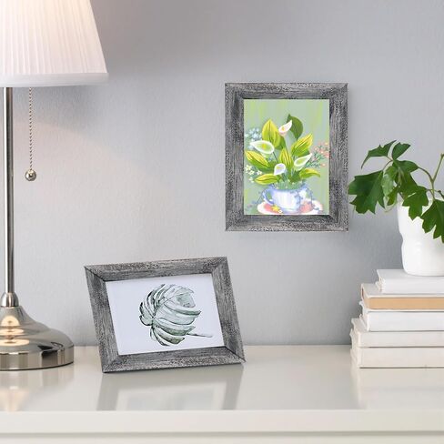 مجموعة إطار صور زجاجي مع اثنين 8 × 10، أربعة 5 × 7، أربعة 4 × 6، إطار جداري لمعرض الكولاج الريفي، إطارات صور خشبية لبيت المزرعة لديكور معرض جدار غرفة المعيشة أو المكتب، أسود ريفي in Saudi Arabia