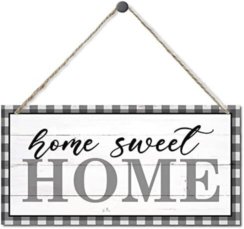 Tearleet Home Sweet Home Decor Sign Hanging Wood Sign Home Decorative Printed Wood Wall Art Sign Rustic Door Hanger Farmhouse Decoration Front Door Decor Home Porch Décor Housewarming Gift 5X10 Inch in Saudi Arabia