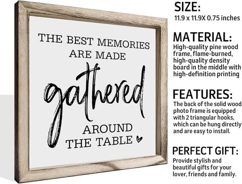 ديكور غرفة الطعام، ذكريات الرهان مصنوعة مجمعة حول علامة الطاولة، علامة إطار حائط خشبي مزخرف، ديكور كبير لغرفة الطعام، ديكور حائط عائلي، علامة حائط معلقة MDF مؤطرة in Kuwait