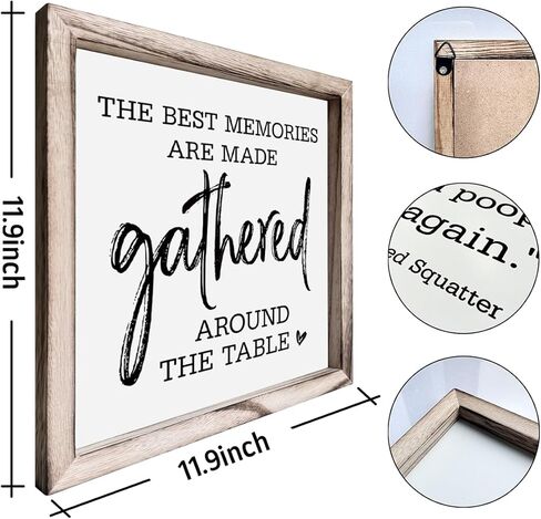 ديكور غرفة الطعام، ذكريات الرهان مصنوعة مجمعة حول علامة الطاولة، علامة إطار حائط خشبي مزخرف، ديكور كبير لغرفة الطعام، ديكور حائط عائلي، علامة حائط معلقة MDF مؤطرة in Kuwait