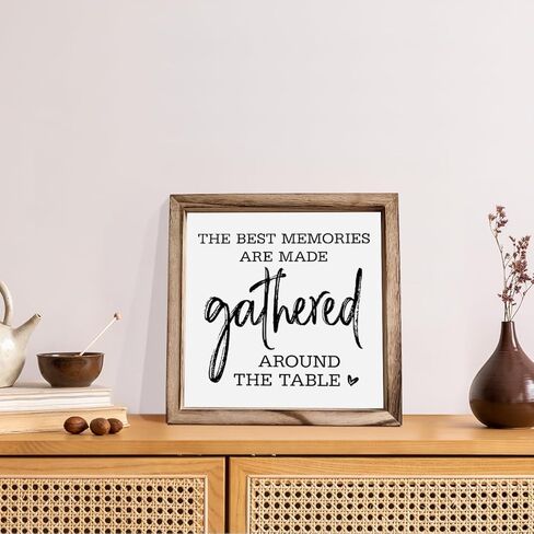 ديكور غرفة الطعام، ذكريات الرهان مصنوعة مجمعة حول علامة الطاولة، علامة إطار حائط خشبي مزخرف، ديكور كبير لغرفة الطعام، ديكور حائط عائلي، علامة حائط معلقة MDF مؤطرة in Kuwait