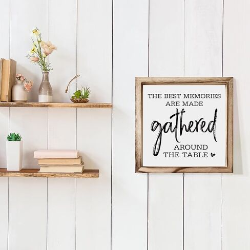 ديكور غرفة الطعام، ذكريات الرهان مصنوعة مجمعة حول علامة الطاولة، علامة إطار حائط خشبي مزخرف، ديكور كبير لغرفة الطعام، ديكور حائط عائلي، علامة حائط معلقة MDF مؤطرة in Kuwait