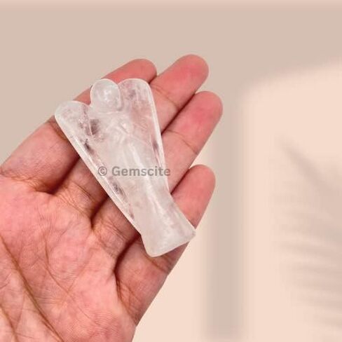 GEMSCITE Clear Quartz Guardian Angel Crystal Healing Feng Shui Gift Reiki Psychic Energy Meditation Health Wealth Luck Deflector Metaphysical Gemstone Spiritual Fear (1 inches) in Saudi Arabia