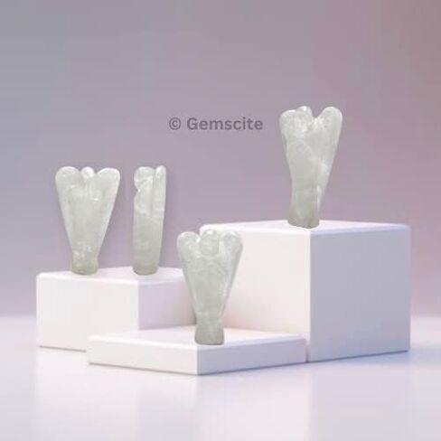 GEMSCITE Clear Quartz Guardian Angel Crystal Healing Feng Shui Gift Reiki Psychic Energy Meditation Health Wealth Luck Deflector Metaphysical Gemstone Spiritual Fear (1 inches) in Saudi Arabia