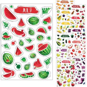 Transparent Monthly Planner Stickers - 12 Clear Sticker Sheets with Beautiful Watercolor Stickers & Undated Calendar Sticker Months - Planner, Scrapbooking and Journaling Supplies (Floral)
