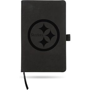 Rico Industries NFL Pittsburgh Steelers Black Laser Engraved Small Notepad Jounral/Notepad 8.25" x 5.25"- Office Accessory