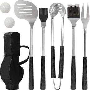 Jishi 8pcs Golf BBQ Grill Accessories Grilling Gifts for Men Golfers Stocking Stuffers for Men, Dad Gifts from Daughter Son, Funny Christmas Golf Gifts for Men Unique Barbecue Tool Set Camping Gadgets