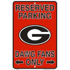 HangTime Georgia Bulldogs Fans Reserved Parking Sign Metal 8 x 12 embossed