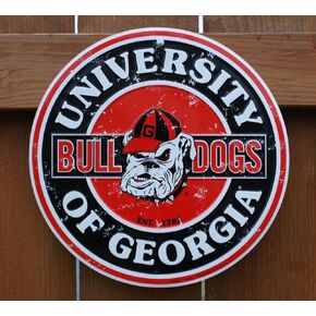 Georgia Bulldogs 12 Inch Embossed Metal Nostalgia Circular Sign