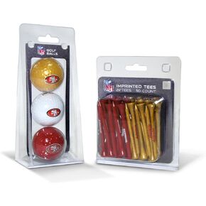 Team Golf NFL Logo Imprinted Golf Balls (3 Count) & 2-3/4" Regulation Golf Tees (50 Count), Multi Colored