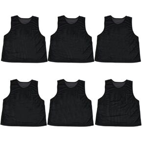 Crown Sporting Goods Pack of 6 Adult Size Sports Scrimmage Pinnies with Mesh Storage Bag