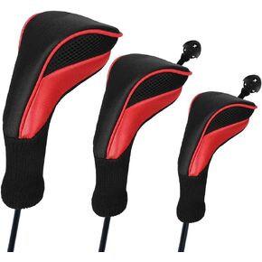 أغطية رأس نادي الجولف رقم واحد لسيارات Fairway Woods Driver Hybrids، مجموعة أغطية رأس شبكية طويلة الرقبة مكونة من 3 قطع مع رقم قابل للتبديل. علامات 3 4 5 6 7 X
