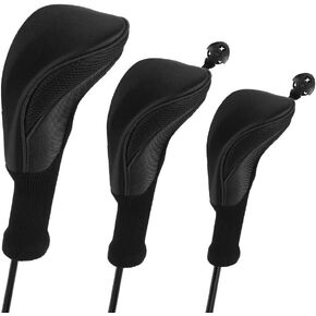 Number-one Golf Club Head Covers for Fairway Woods Driver Hybrids, 3Pcs Long Neck Mesh Golf Club Headcovers Set with Interchangeable No. Tags 3 4 5 6 7 X