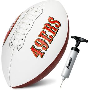 كرة قدم Franklin Sports NFL Autograph - الحجم الرسمي لكرة القدم التذكارية ذات اللوحة البيضاء للتوقيعات + التوقيعات - متجر مشجعي فريق NFL تذكارات كرة القدم للعرض