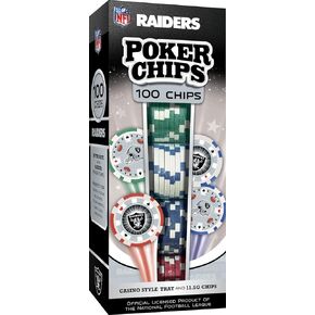 MasterPieces Game Day - NFL Las Vegas Raiders - 100 Piece Poker Chip Set, Casino Style