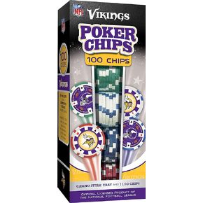 MasterPieces Game Day - NFL Minnesota Vikings - 100 Piece Poker Chip Set, Casino Style