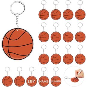 Taiyin 18 Packs Basketball Acrylic Keychain for Basketball Team Gifts Boys Girls School Carnival Reward Basketball Party Bag Gift Fillers Sports Souvenir Favors with 1 Black Marker for DIY Writing